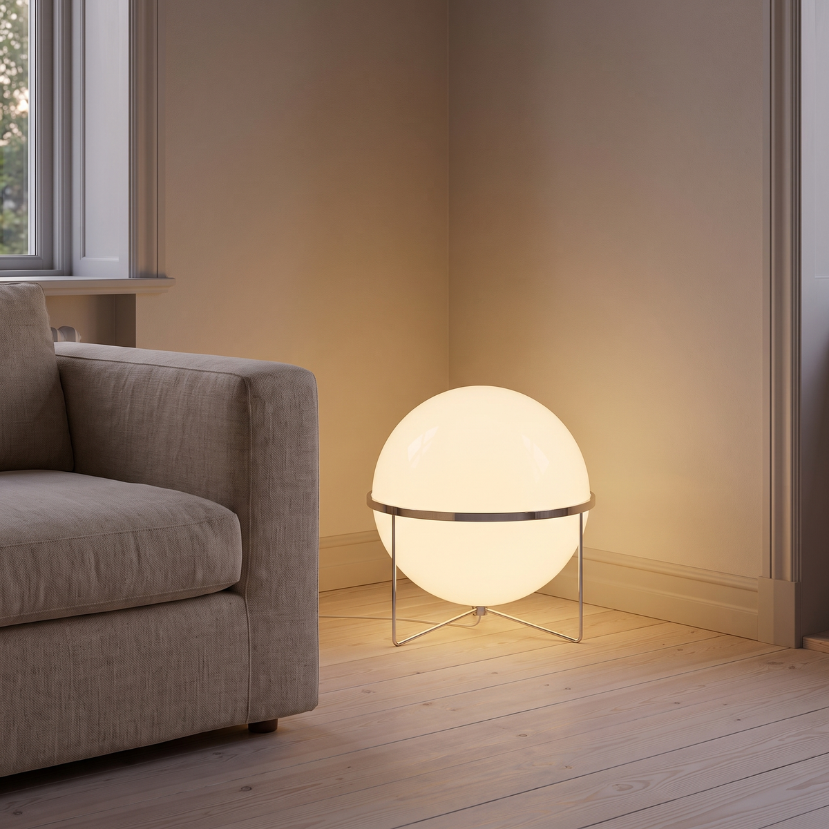 Mira accent lamp on the floor washing light up a corner