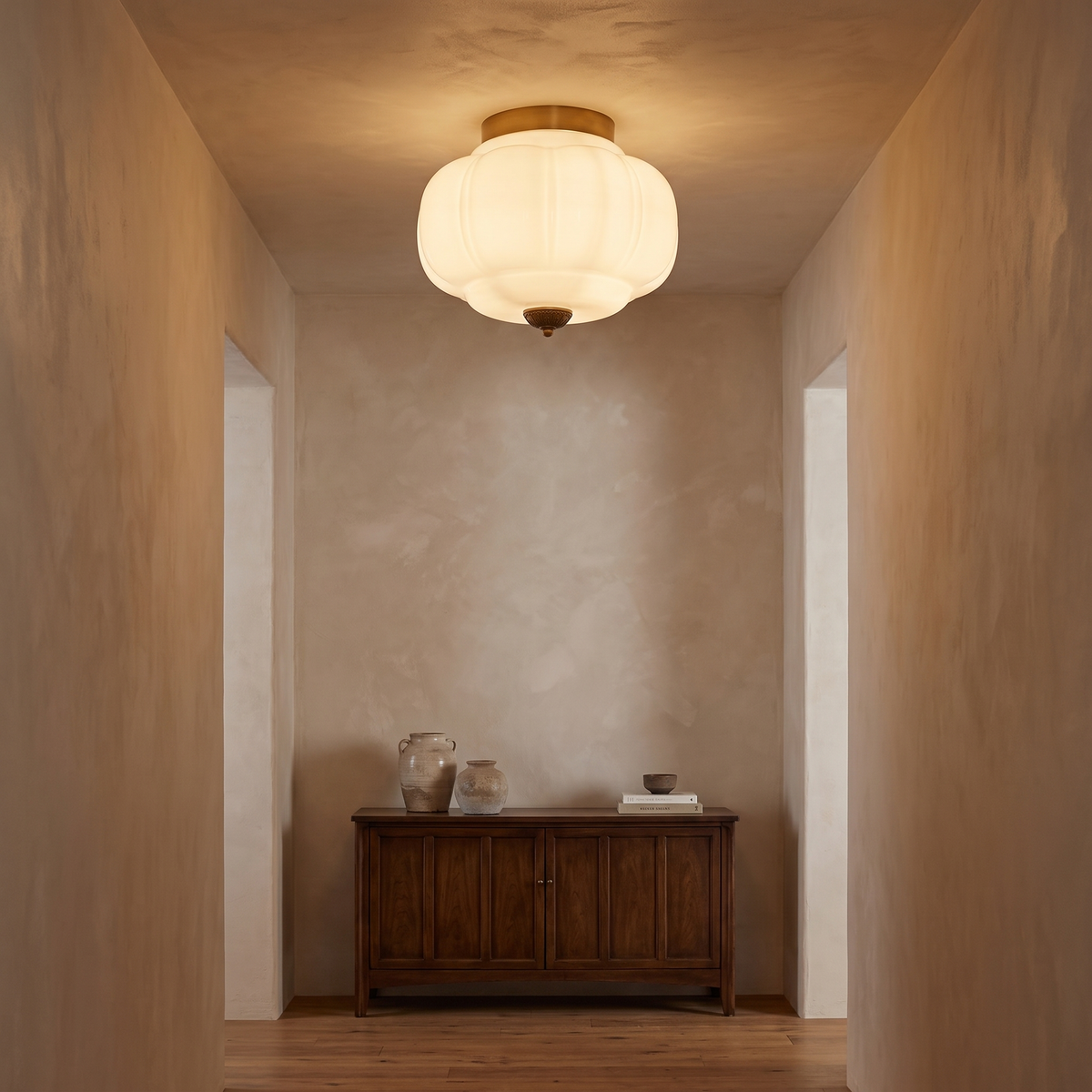 Odile ceiling light mounted in a hallway