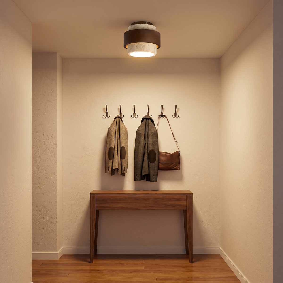 Elin ceiling light lit above an entryway