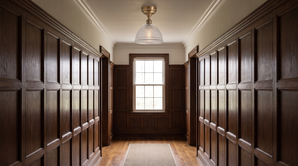 Romy fitted close to a hallway ceiling showing the clearance below