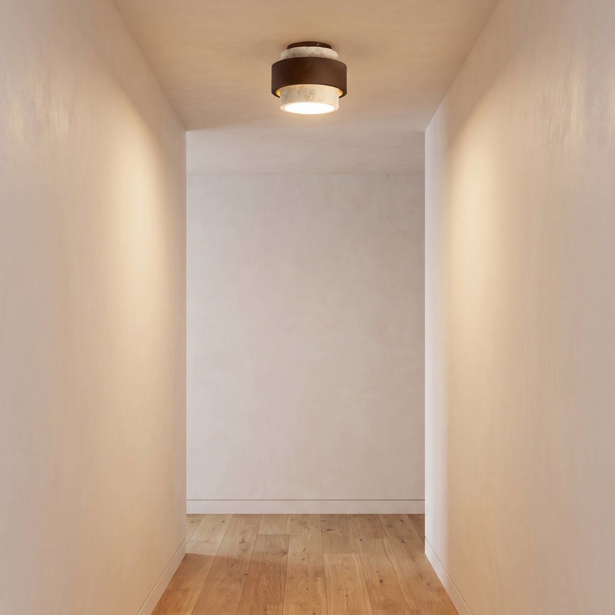 Elin ceiling light lit in a hallway