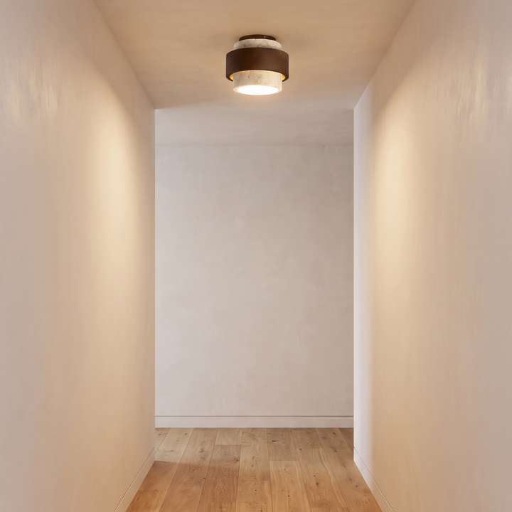Elin ceiling light lit in a hallway