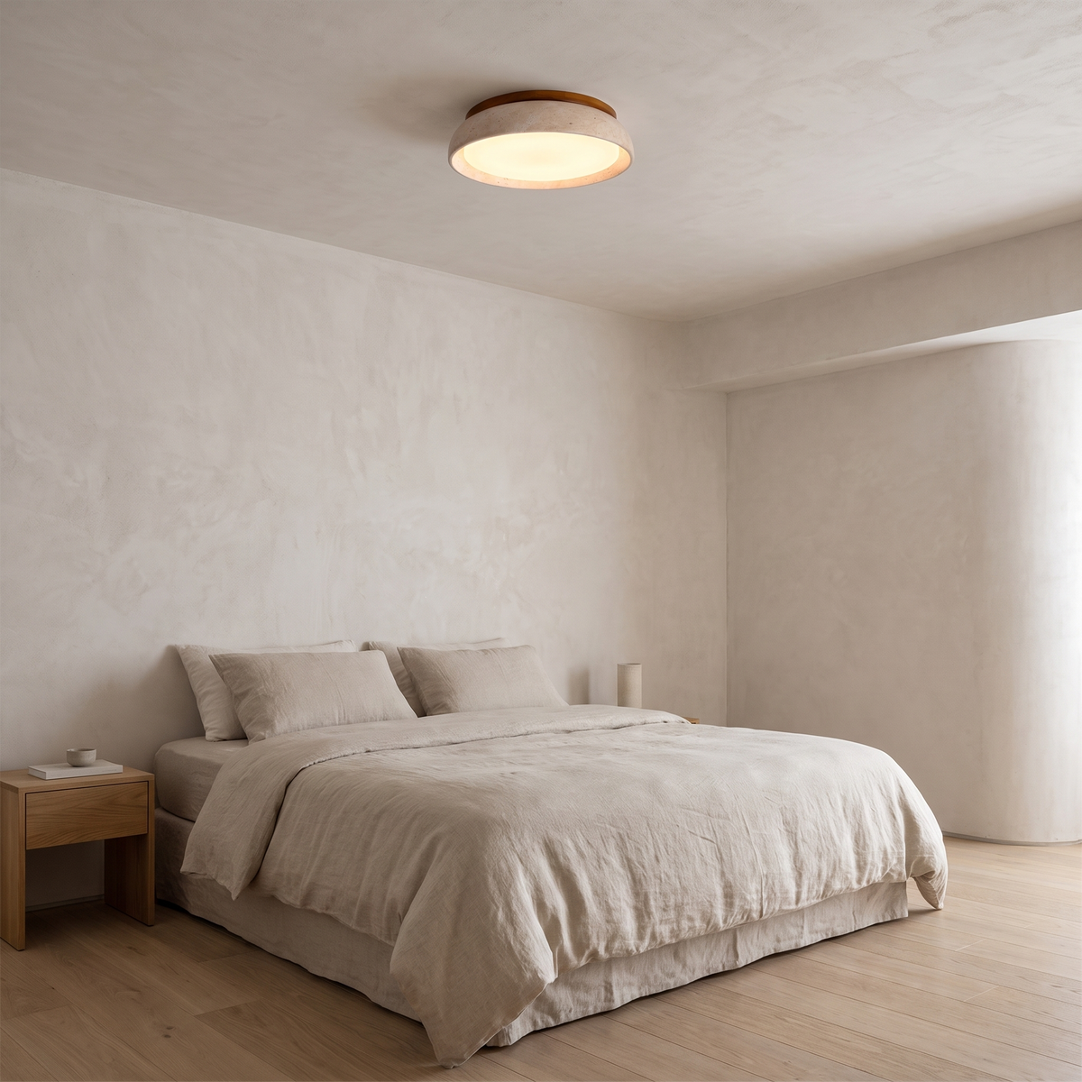 Orin flush mount ceiling light in a bedroom