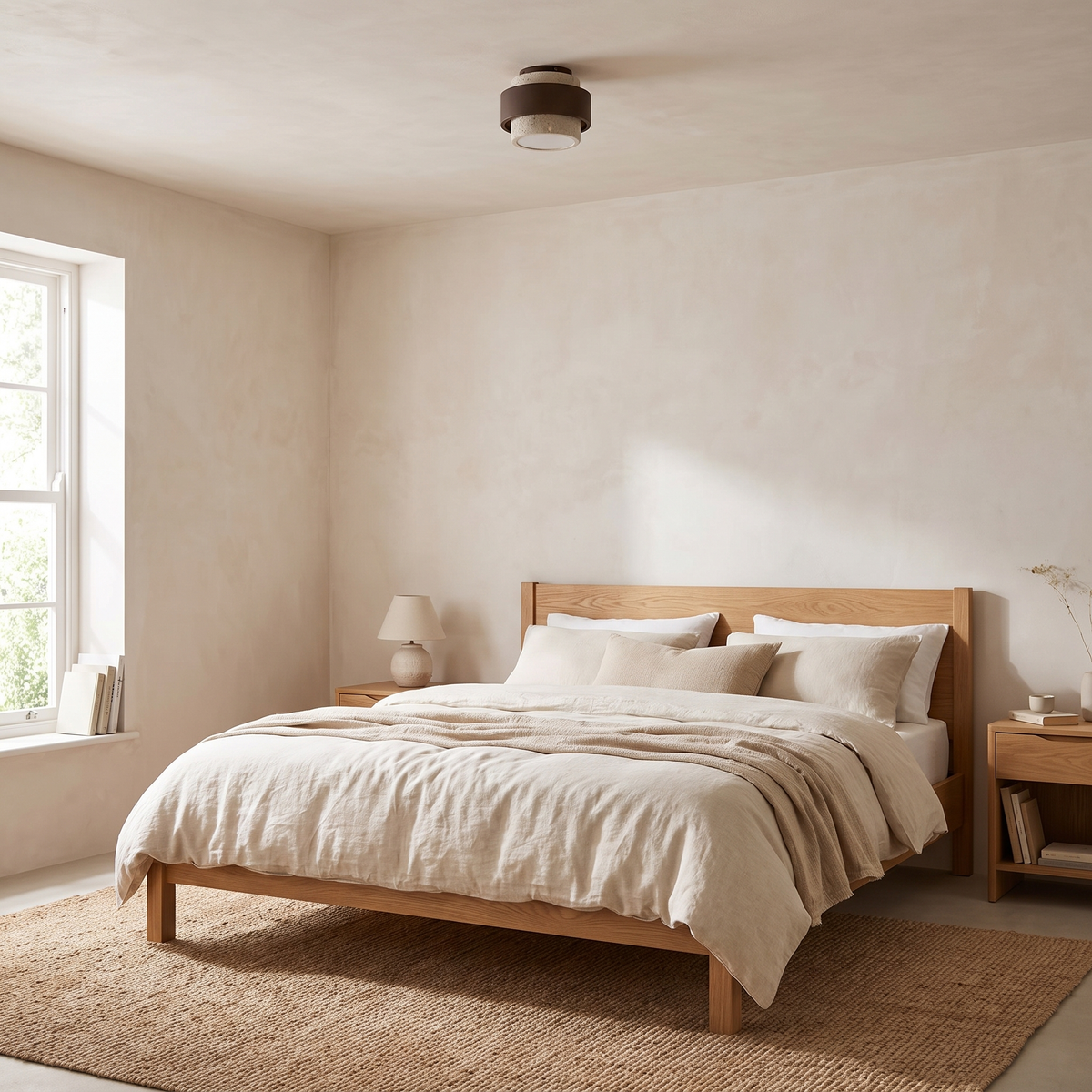 Elin ceiling light fitted to a low bedroom ceiling
