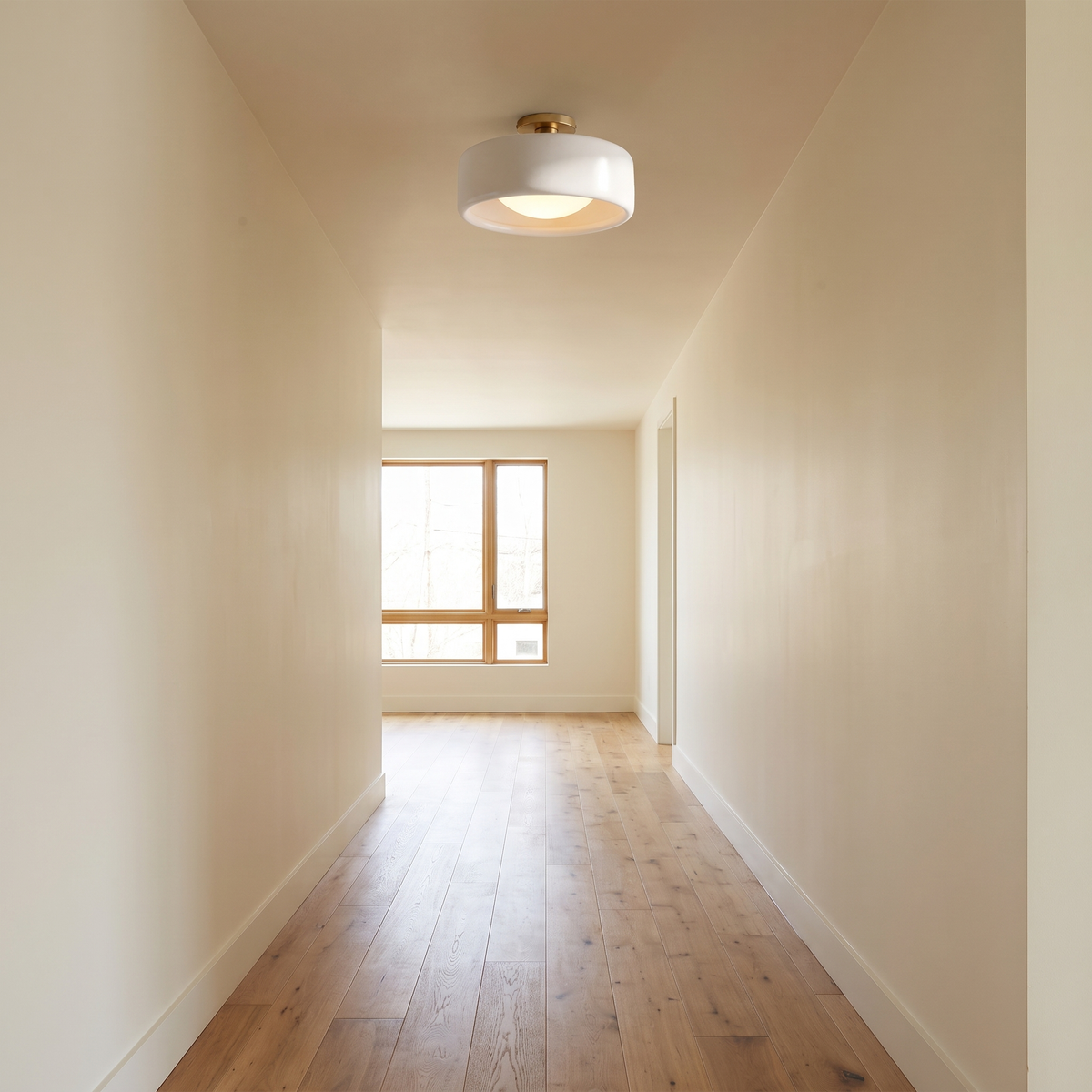 Solene ceiling light in a hallway with a low ceiling