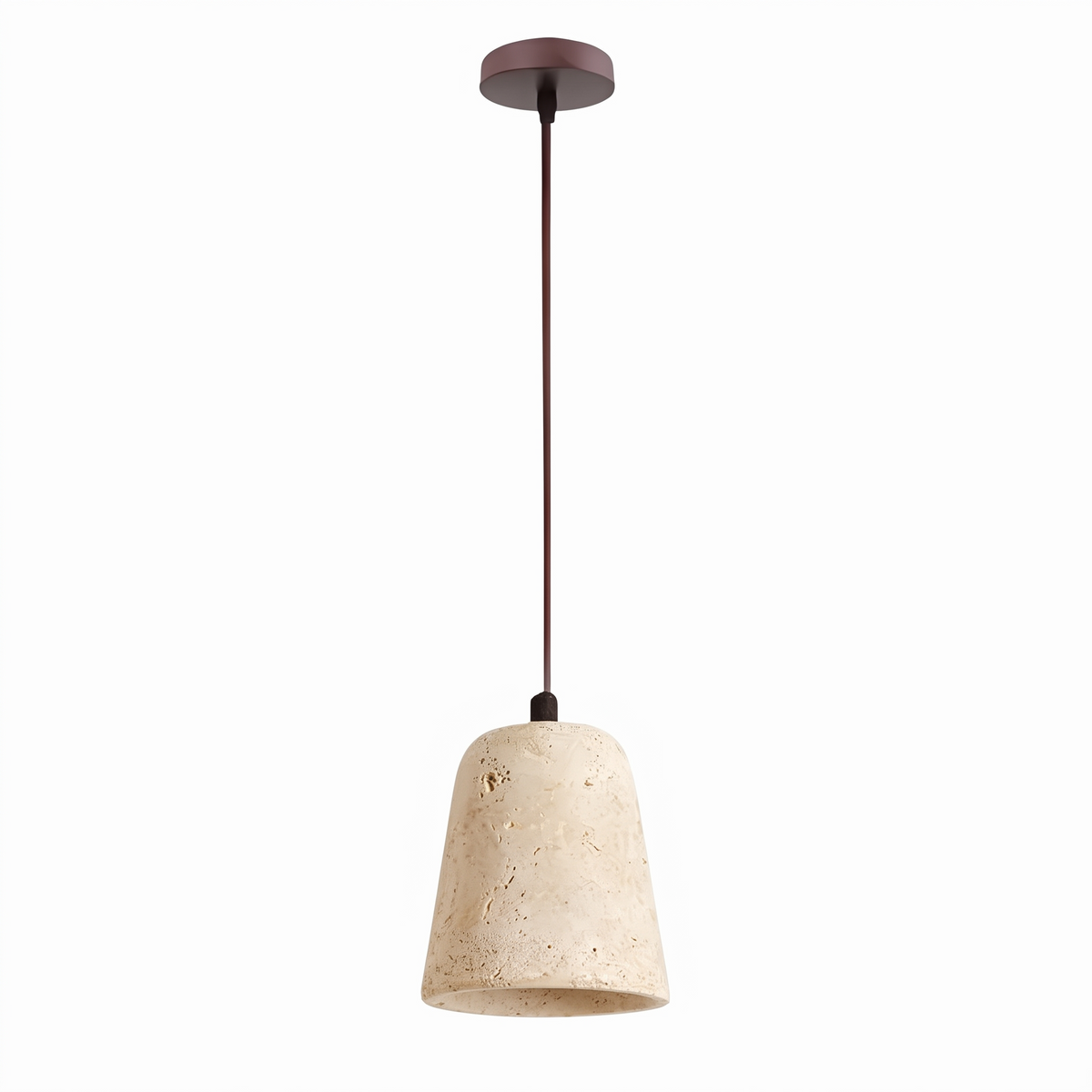 Signe travertine bell pendant light on a white background