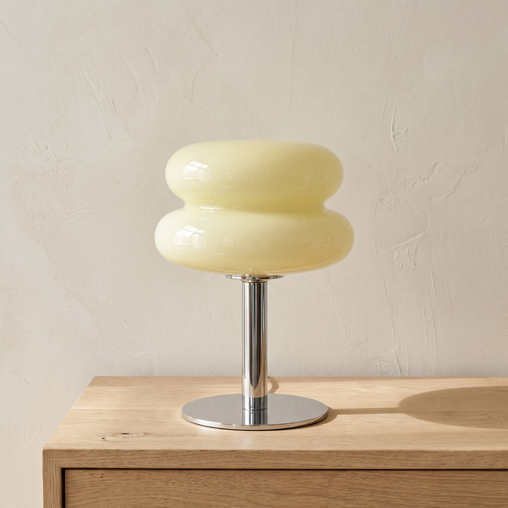 Sylvi glass dome table lamp in beige glass