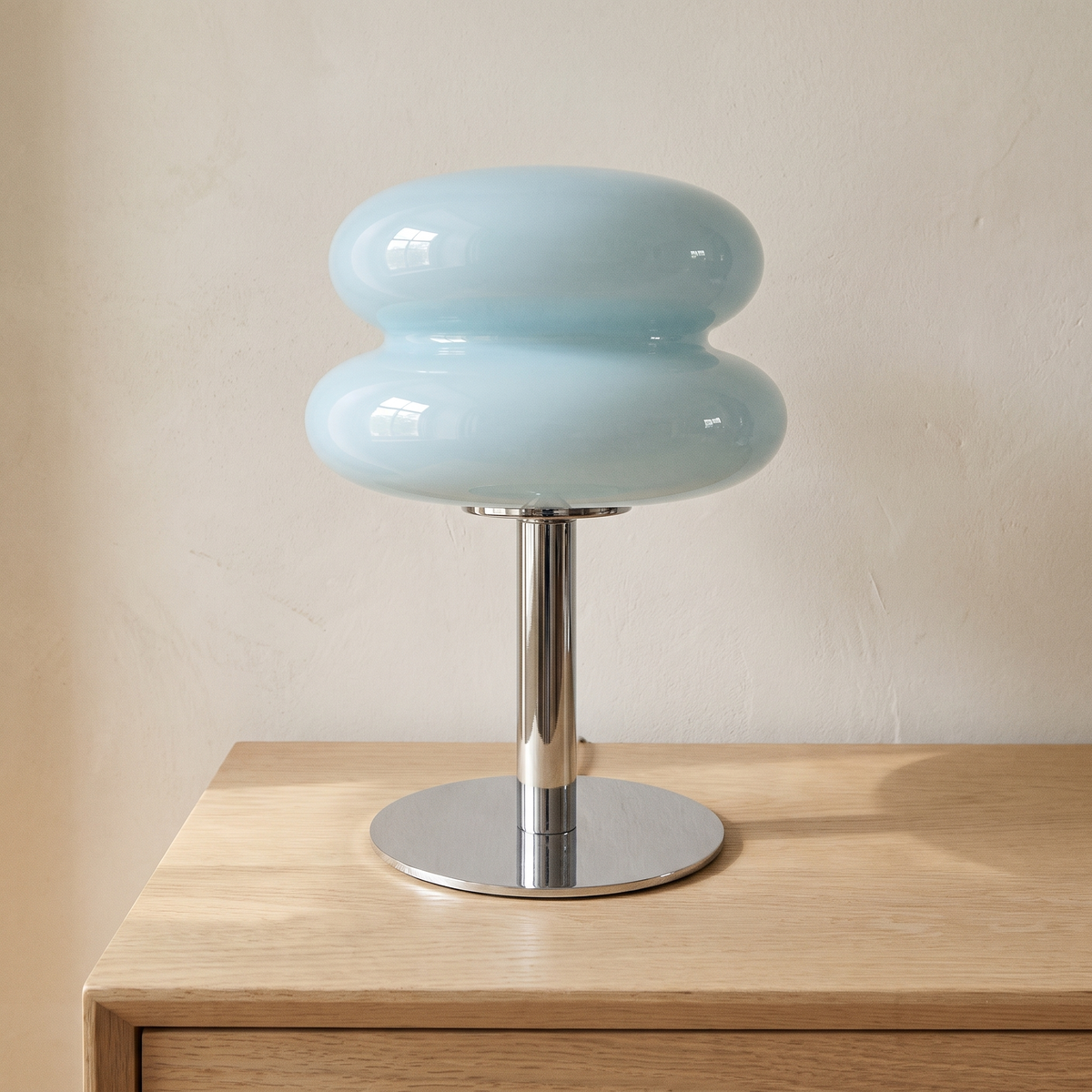 Sylvi glass dome table lamp in light blue glass