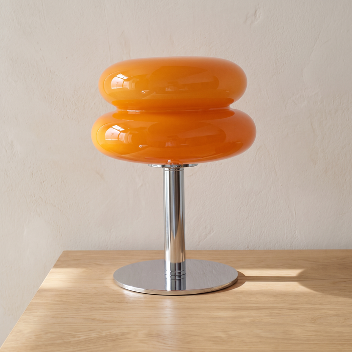 Sylvi glass dome table lamp in orange glass