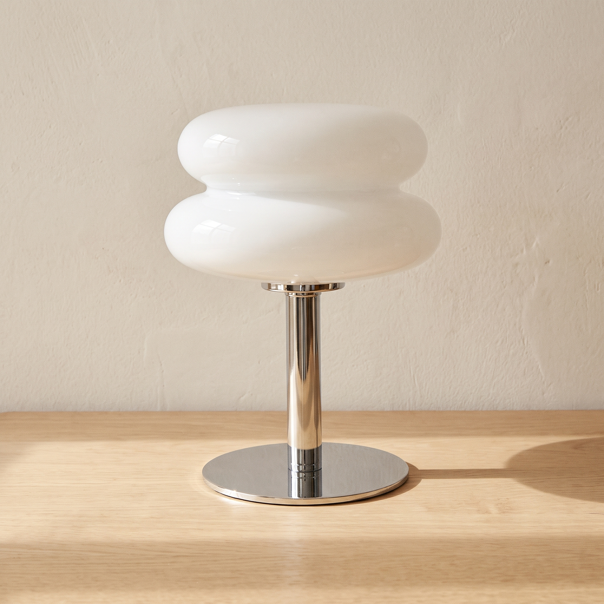 Sylvi glass dome table lamp in white glass
