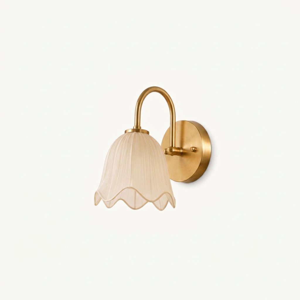 Plicina pleated fabric wall sconce on a white studio background