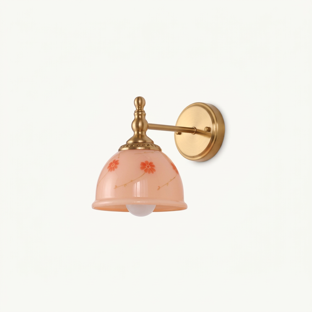 Roscida pink floral glass wall sconce on a white studio background