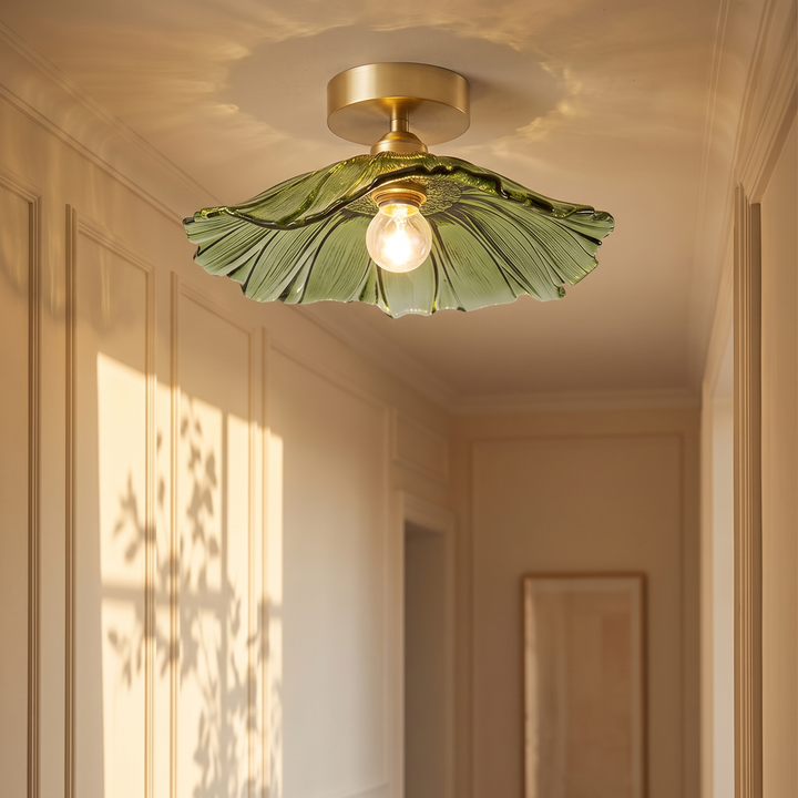 Ninfea flush mount against a panelled wall