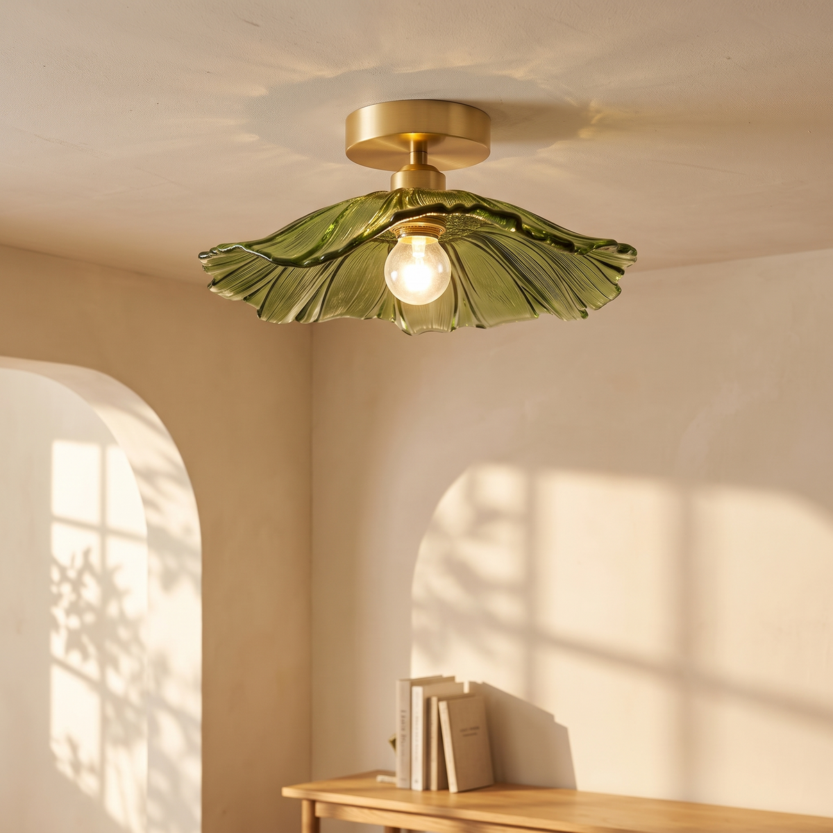 Ninfea flush mount beside an arched doorway