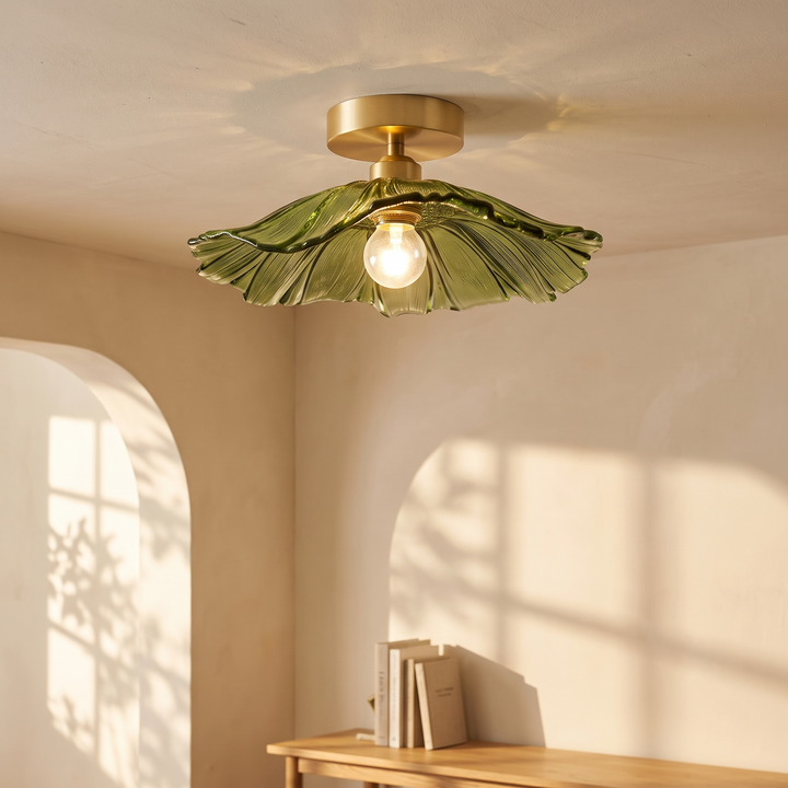 Ninfea flush mount beside an arched doorway