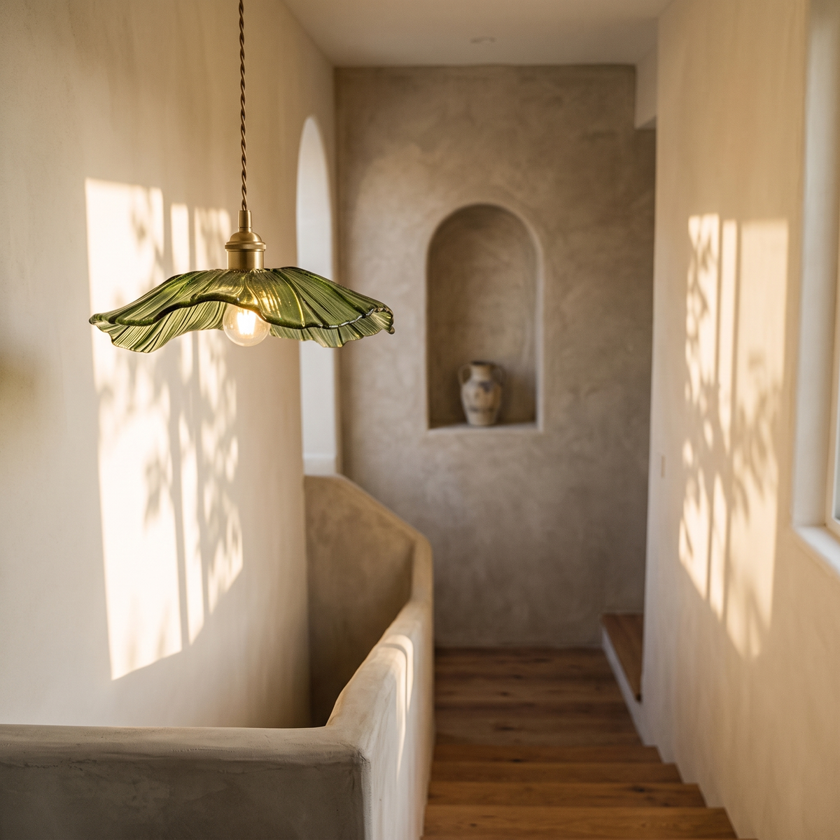 Ninfea pendant in a plastered hallway