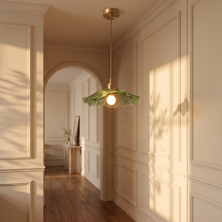 Ninfea pendant in a panelled corridor