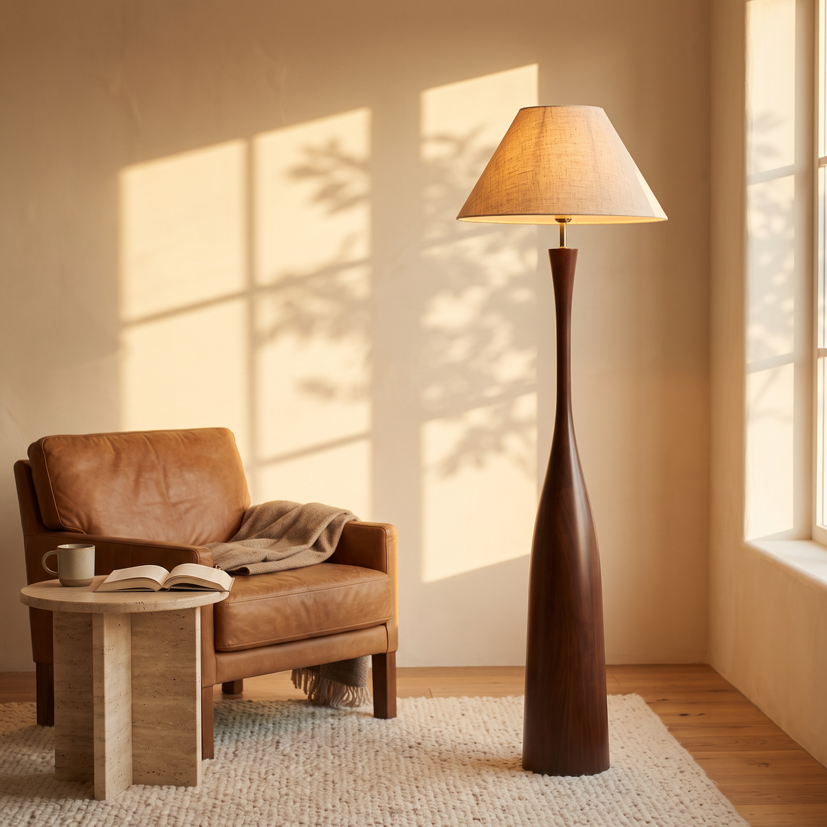 Morella floor lamp in a quiet reading corner