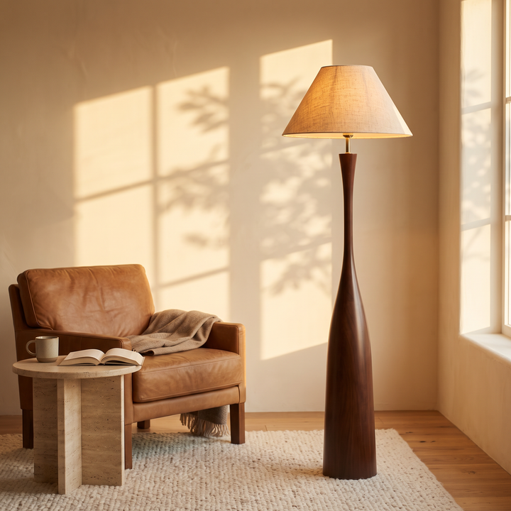 Morella floor lamp in a quiet reading corner