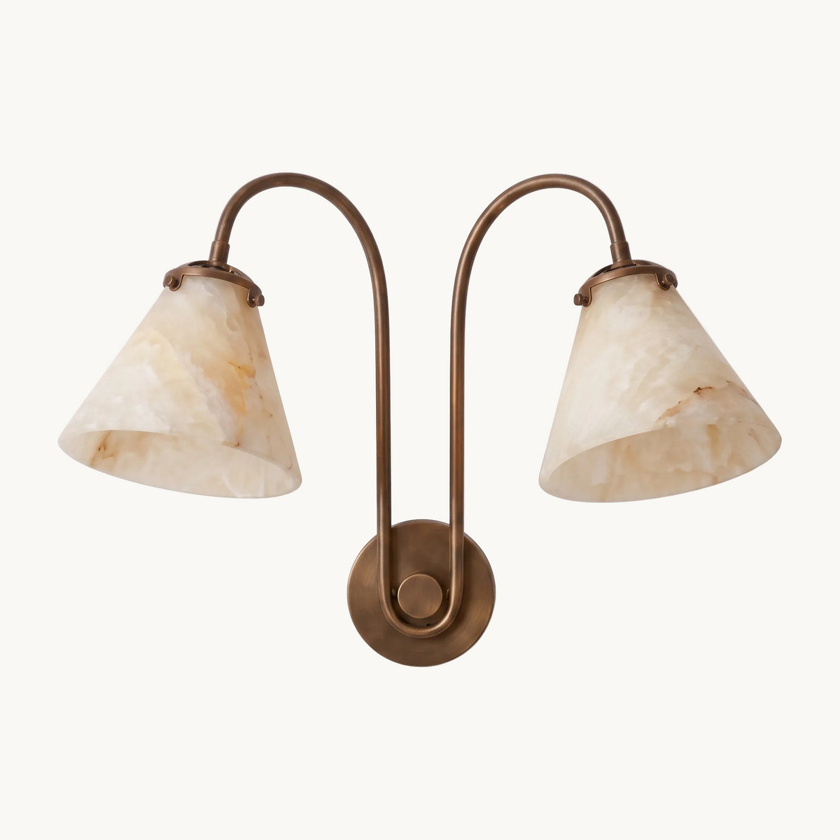 Fonteva twin marble cone and copper wall sconce