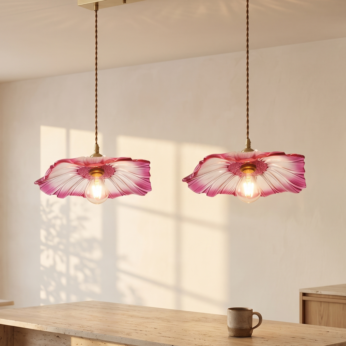 Belfiore linear pendant above a kitchen island