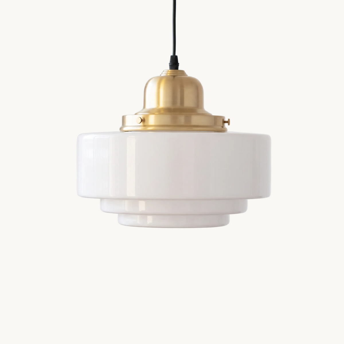 Vika Stepped tiered milk glass pendant light, 11.4 in, on a white studio background