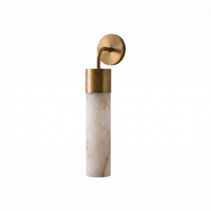 Tessara Long Tube marble wall sconce in copper on a plain white studio background