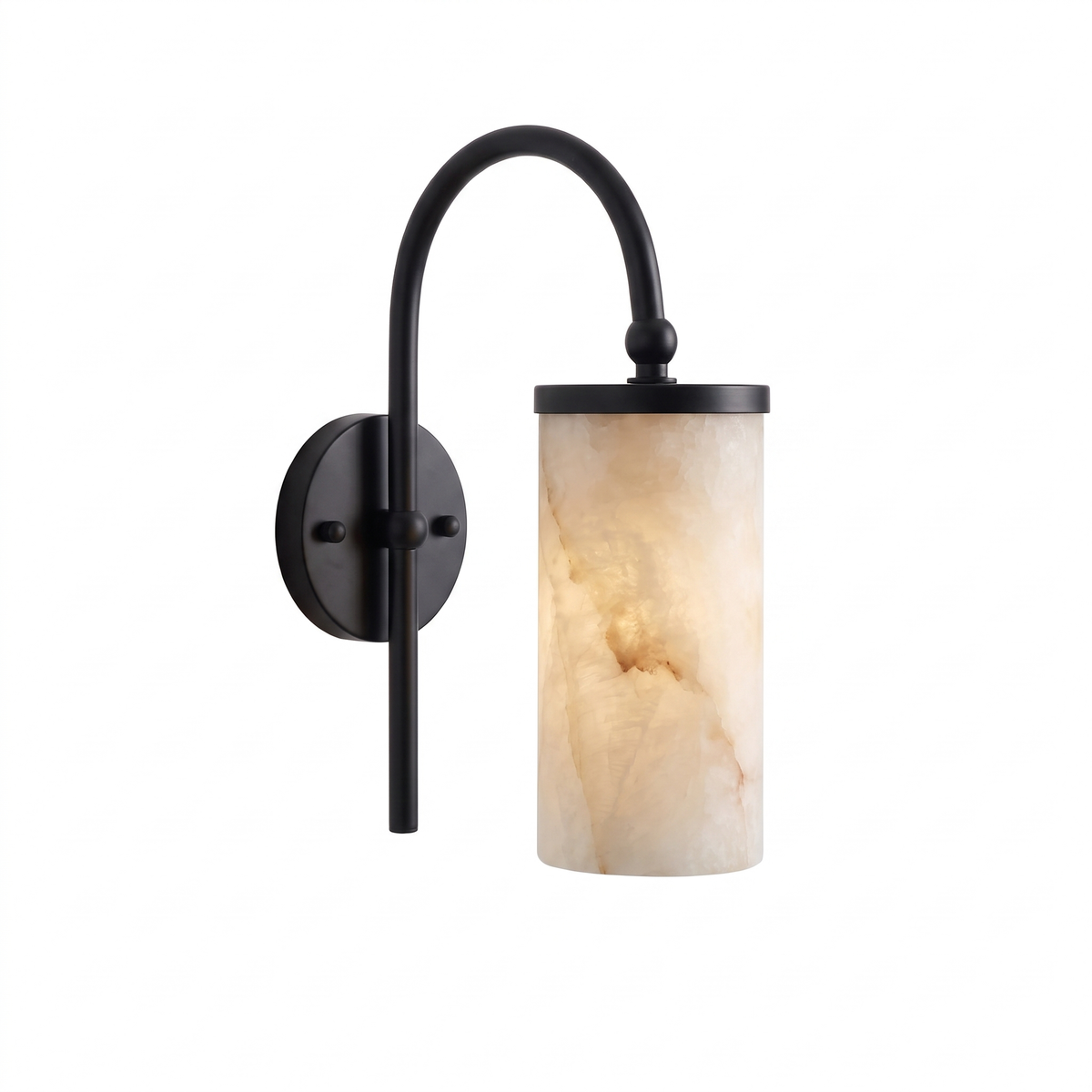 Tessara Arch marble wall sconce in black on a plain white studio background