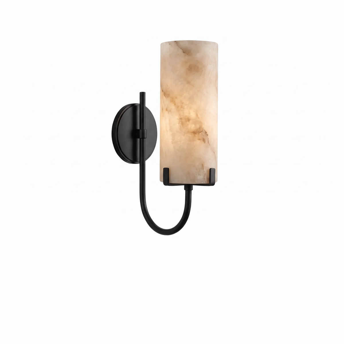 Tessara Loop marble wall sconce in black on a plain white studio background