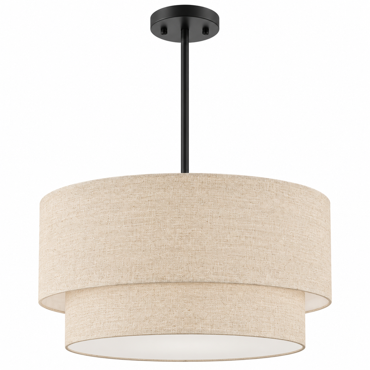 Sanna natural linen two tier pendant against a clean white background