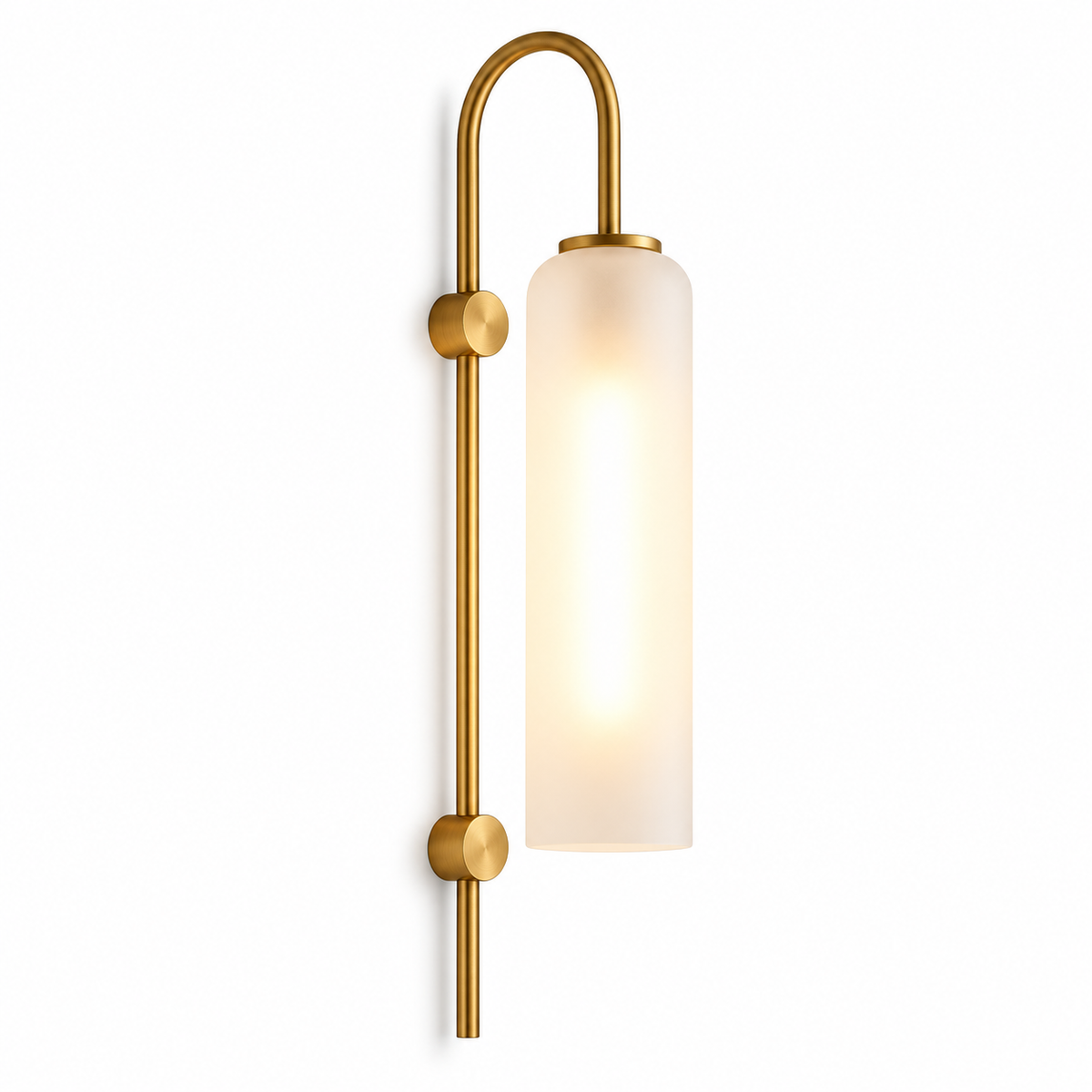 Ylva frosted white glass wall sconce on a clean white background